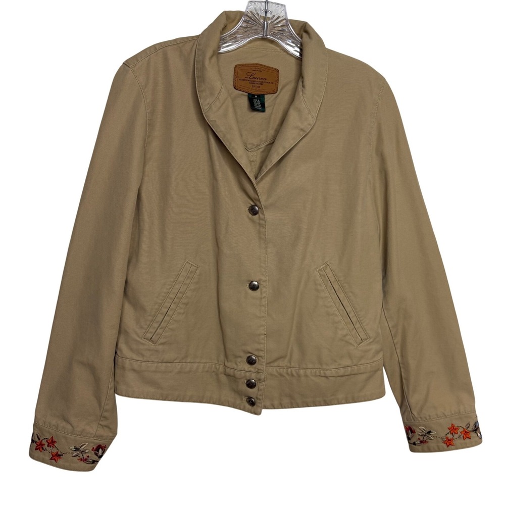 Lauren Ralph Lauren Embroidered Cotton Jacket Khaki Heritage Western Preppy M